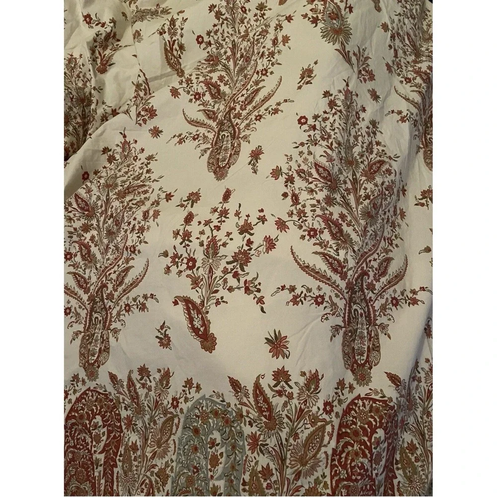 Pottery Barn Queen Duvet Cover Red Blue Paisley Floral Boho 2011 Made in Israel